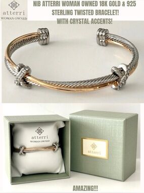 NEW IN BOW ATTERRI TWO-TONED CRYSTAL BRACELET! WITH CRYSTAL ACCENTS!